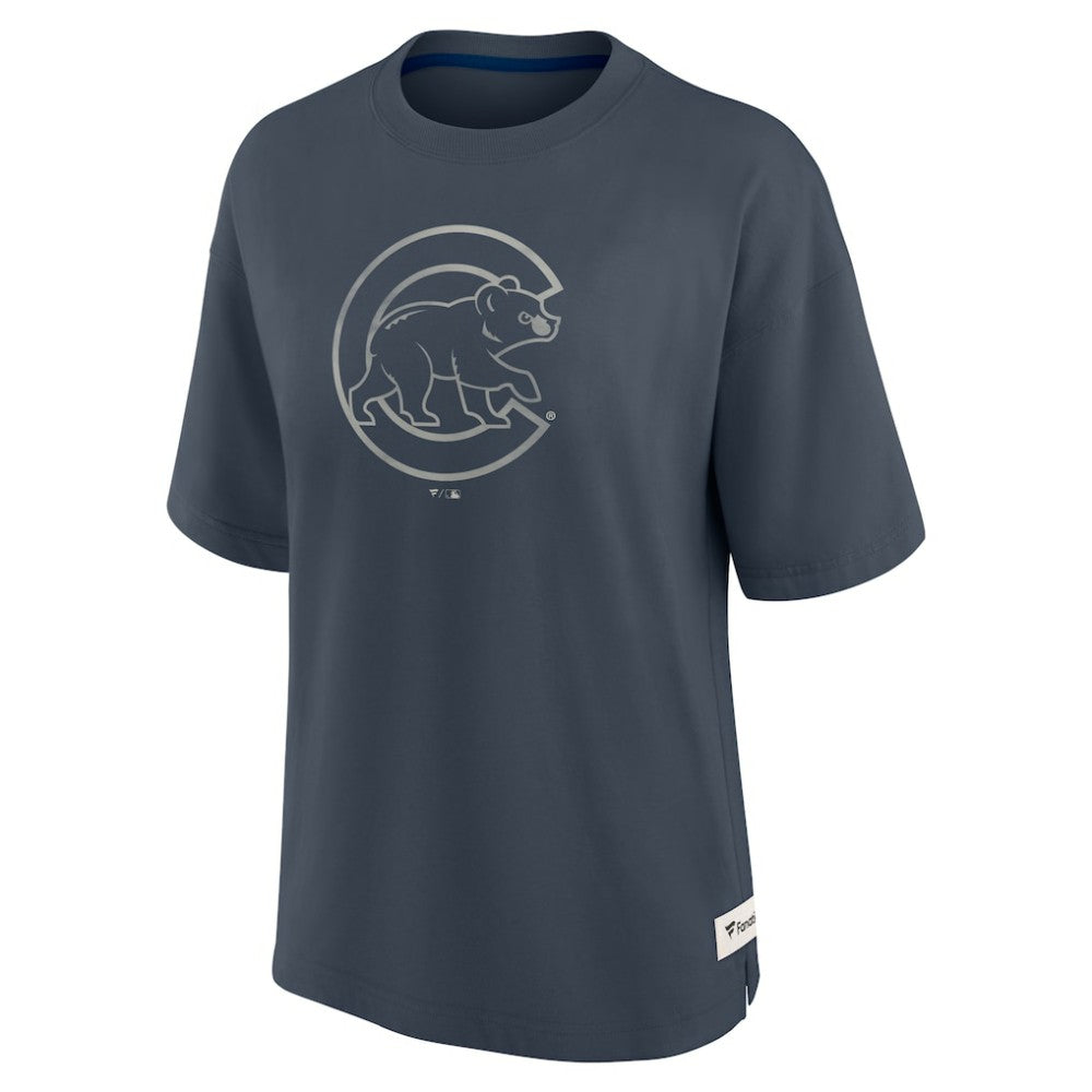 Chicago Cubs Women's Oversized Elements Raw Edge Future Ground T-Shirt - Blue