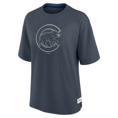 Chicago Cubs Women's Oversized Elements Raw Edge Future Ground T-Shirt - Blue