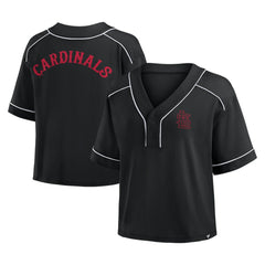 St. Louis Cardinals Women's Oversized Champ Game Cropped  V-Neck T-Shirt - Black