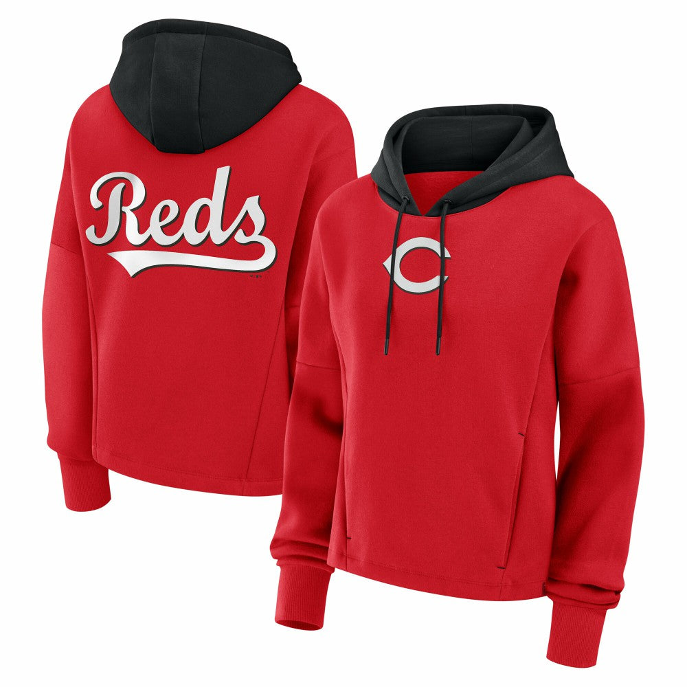 Cincinnati Reds Women's Oversized Legacy Favorite Spectator Pullover Hoodie - Red