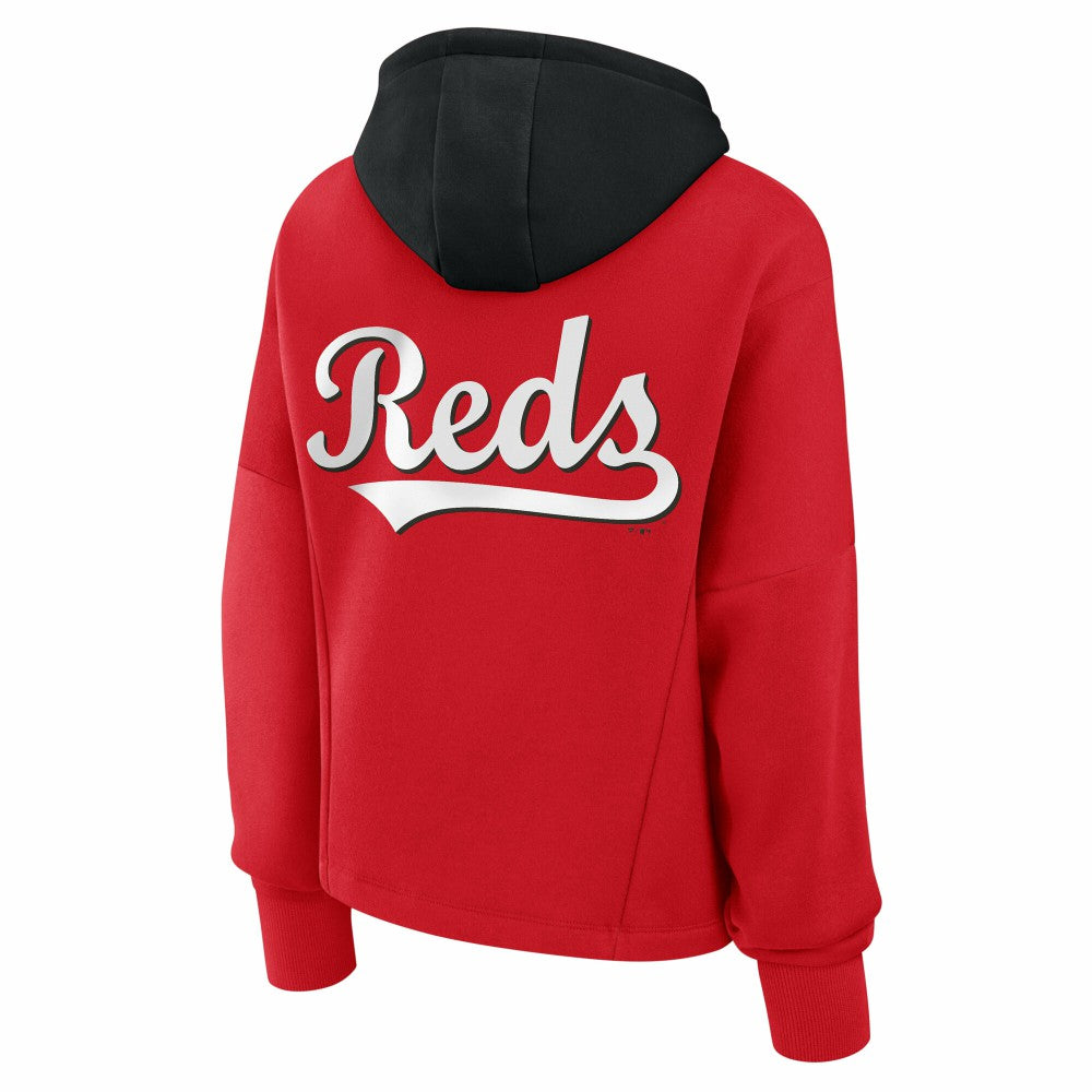 Cincinnati Reds Women's Oversized Legacy Favorite Spectator Pullover Hoodie - Red