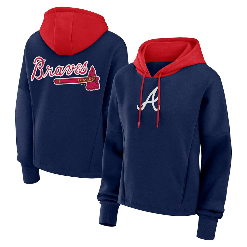 Atlanta Braves Women's Oversized Legacy Favorite Spectator Pullover Hoodie - Navy