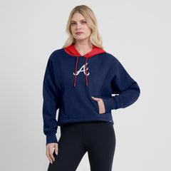 Atlanta Braves Women's Oversized Legacy Favorite Spectator Pullover Hoodie - Navy
