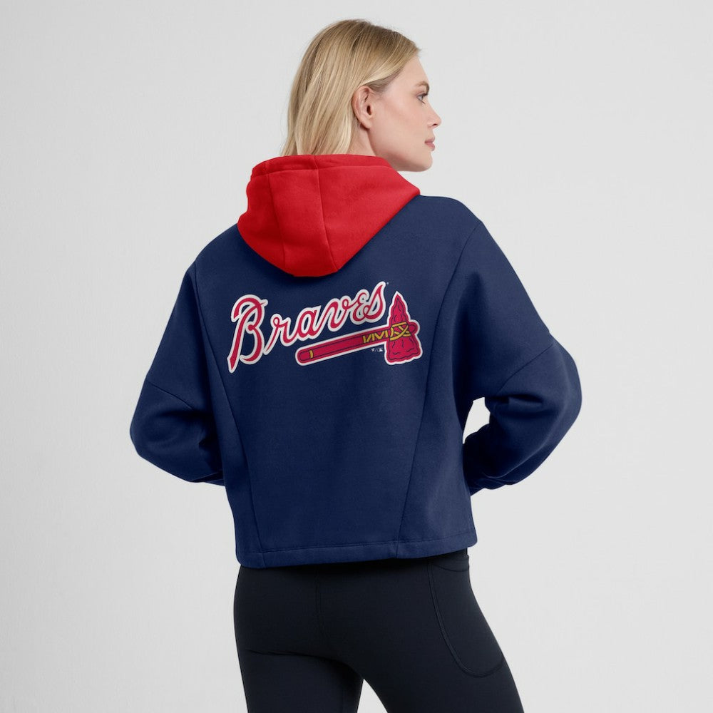 Atlanta Braves Women's Oversized Legacy Favorite Spectator Pullover Hoodie - Navy