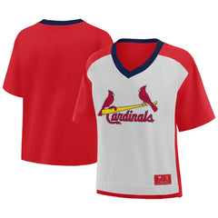 St. Louis Cardinals Oversized Race To Win V-Neck T-Shirt - Red/Graphite
