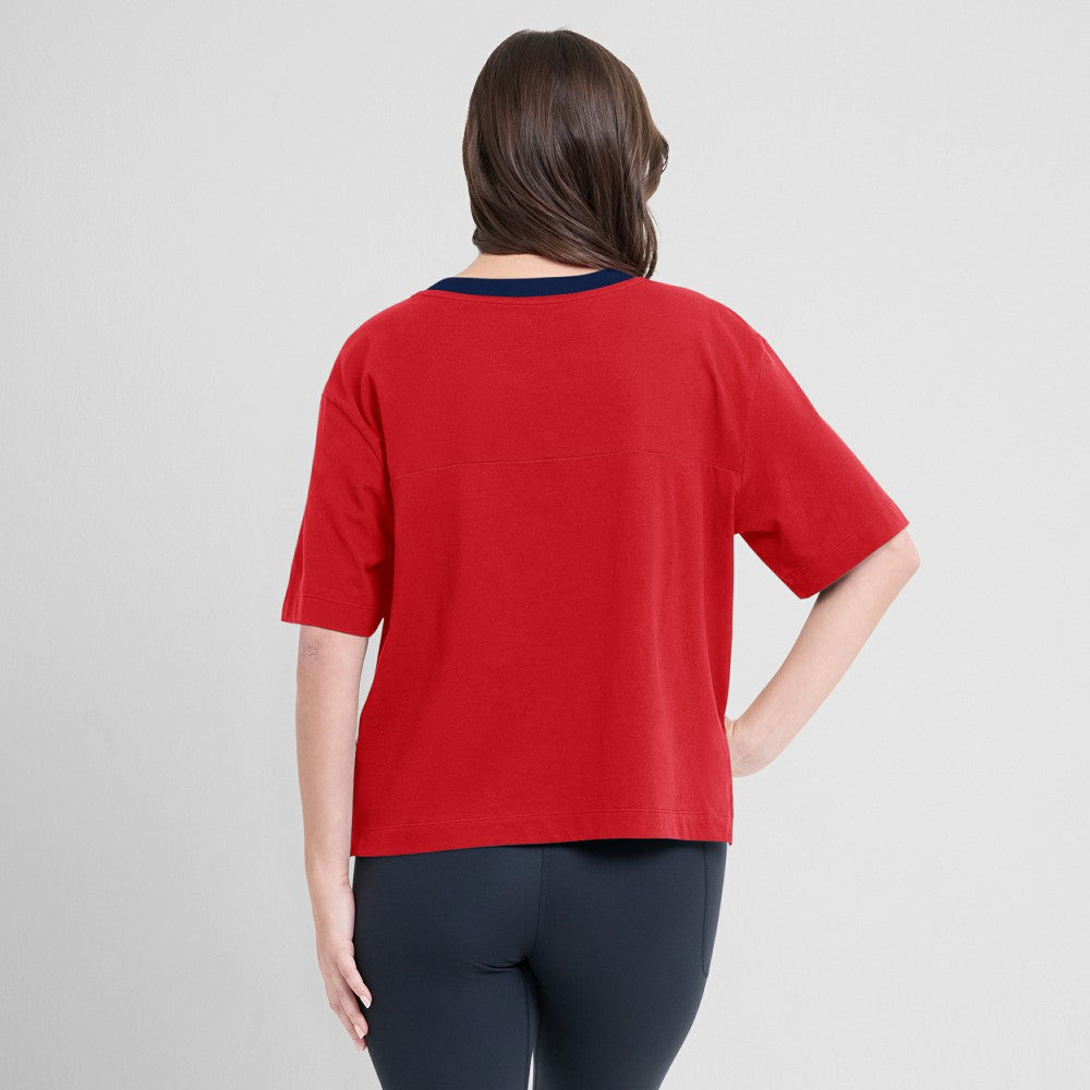 St. Louis Cardinals Oversized Race To Win V-Neck T-Shirt - Red/Graphite