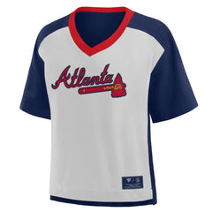 Atlanta Braves Oversized Race To Win V-Neck T-Shirt - Navy/Graphite