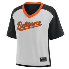 Baltimore Orioles Oversized Race To Win V-Neck T-Shirt - Black/Graphite