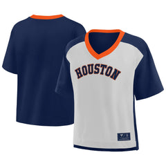 Houston Astros Oversized Race To Win V-Neck T-Shirt - Navy/Graphite