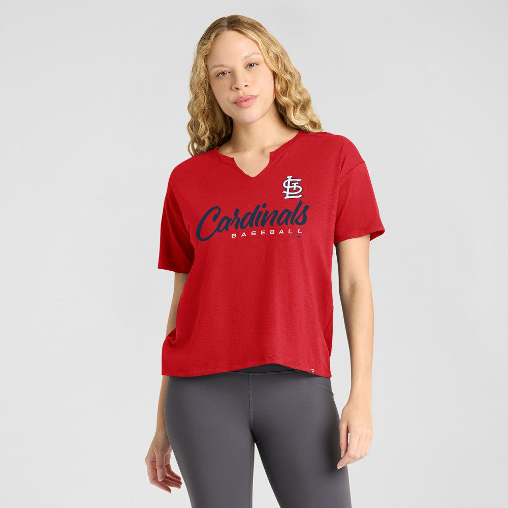 St. Louis Cardinals Women's Fan Fave Stadium Slub Boxy T-Shirt - Red