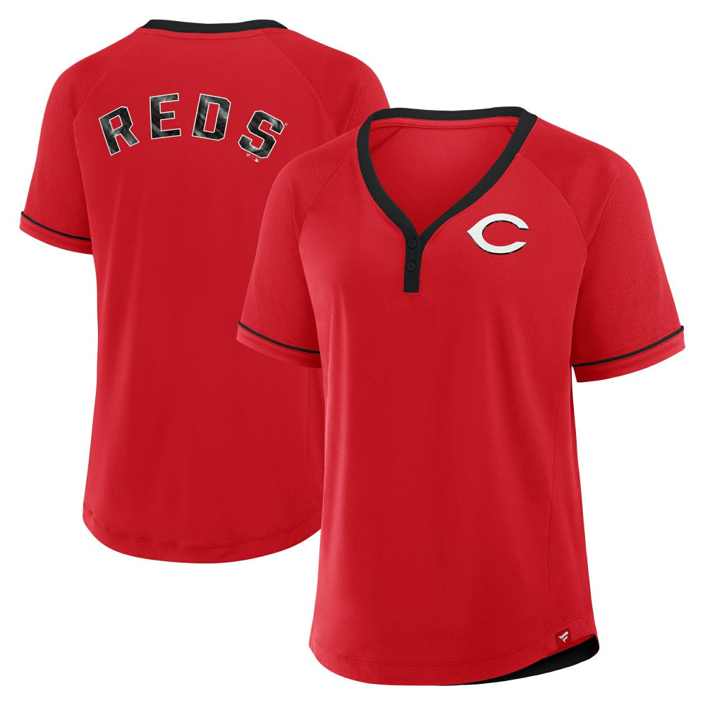 Cincinnati Reds Women's League Diva Star Raglan V-Neck T-Shirt - Red