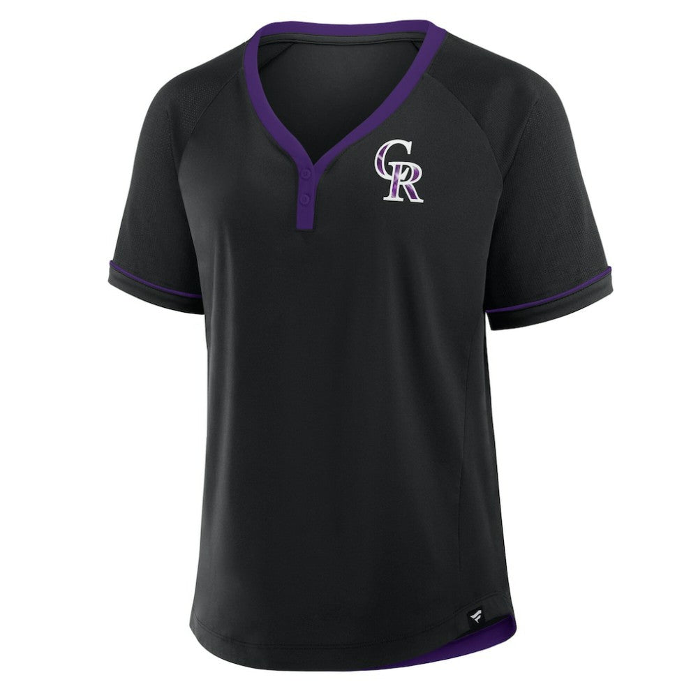 Colorado Rockies Women's League Diva Star Raglan V-Neck T-Shirt - Black