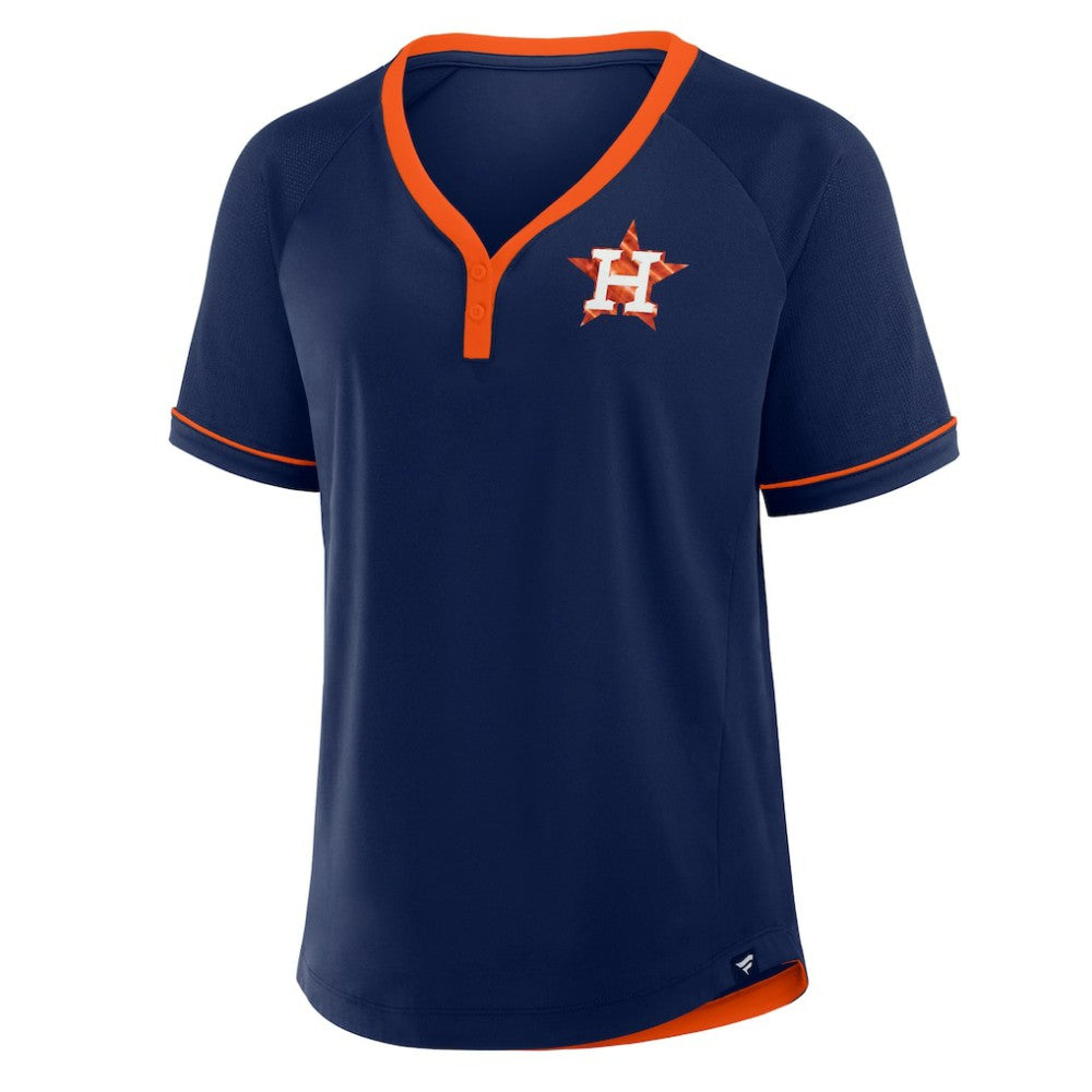 Houston Astros Women's League Diva Star Raglan V-Neck T-Shirt - Navy