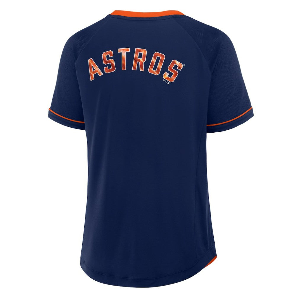 Houston Astros Women's League Diva Star Raglan V-Neck T-Shirt - Navy
