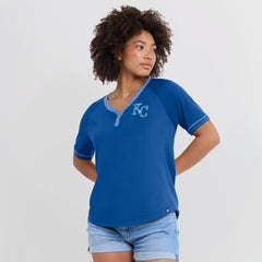 Kansas City Royals Women's League Diva Star Raglan V-Neck T-Shirt - Royal