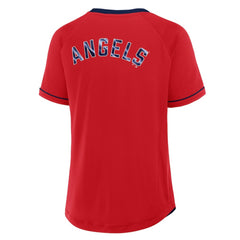 Los Angeles Angels Women's League Diva Star Raglan V-Neck T-Shirt - Red