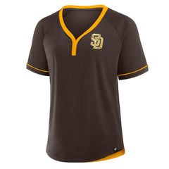 San Diego Padres Women's League Diva Star Raglan V-Neck T-Shirt - Brown