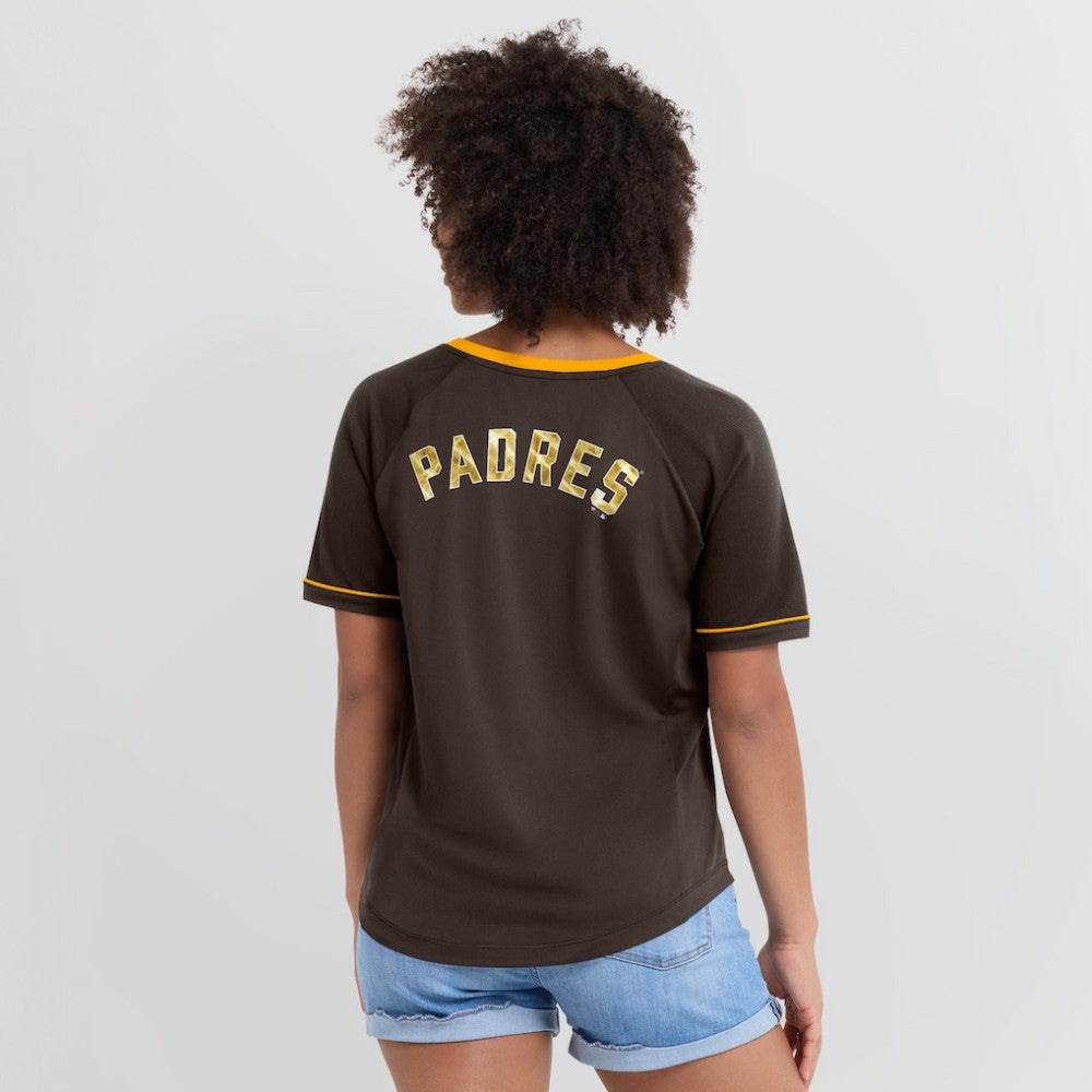 San Diego Padres Women's League Diva Star Raglan V-Neck T-Shirt - Brown
