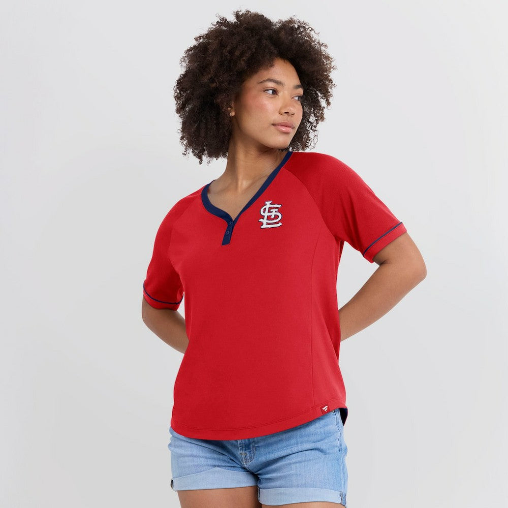 St. Louis Cardinals Women's League Diva Star Raglan V-Neck T-Shirt - Red