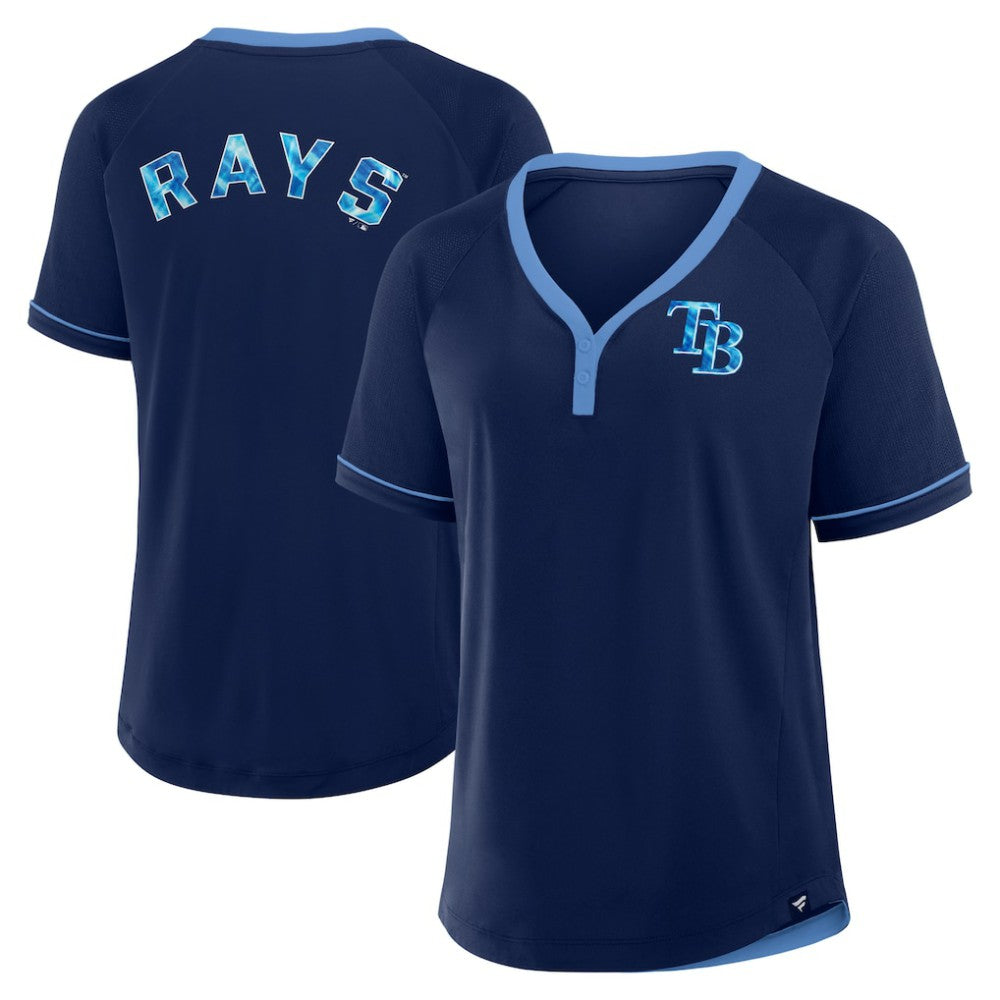 Tampa Bay Rays Women's League Diva Star Raglan V-Neck T-Shirt - Navy