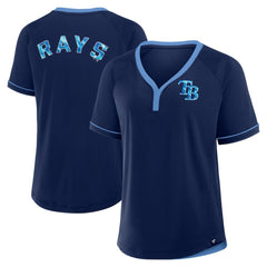 Tampa Bay Rays Women's League Diva Star Raglan V-Neck T-Shirt - Navy