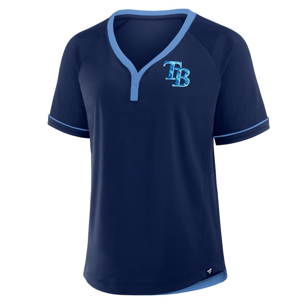 Tampa Bay Rays Women's League Diva Star Raglan V-Neck T-Shirt - Navy