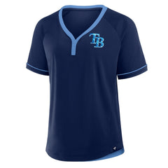 Tampa Bay Rays Women's League Diva Star Raglan V-Neck T-Shirt - Navy