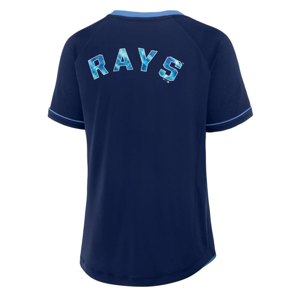Tampa Bay Rays Women's League Diva Star Raglan V-Neck T-Shirt - Navy