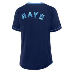 Tampa Bay Rays Women's League Diva Star Raglan V-Neck T-Shirt - Navy