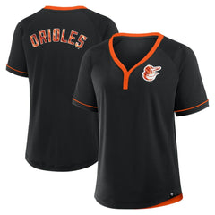Baltimore Orioles Women's League Diva Star Raglan V-Neck T-Shirt - Black