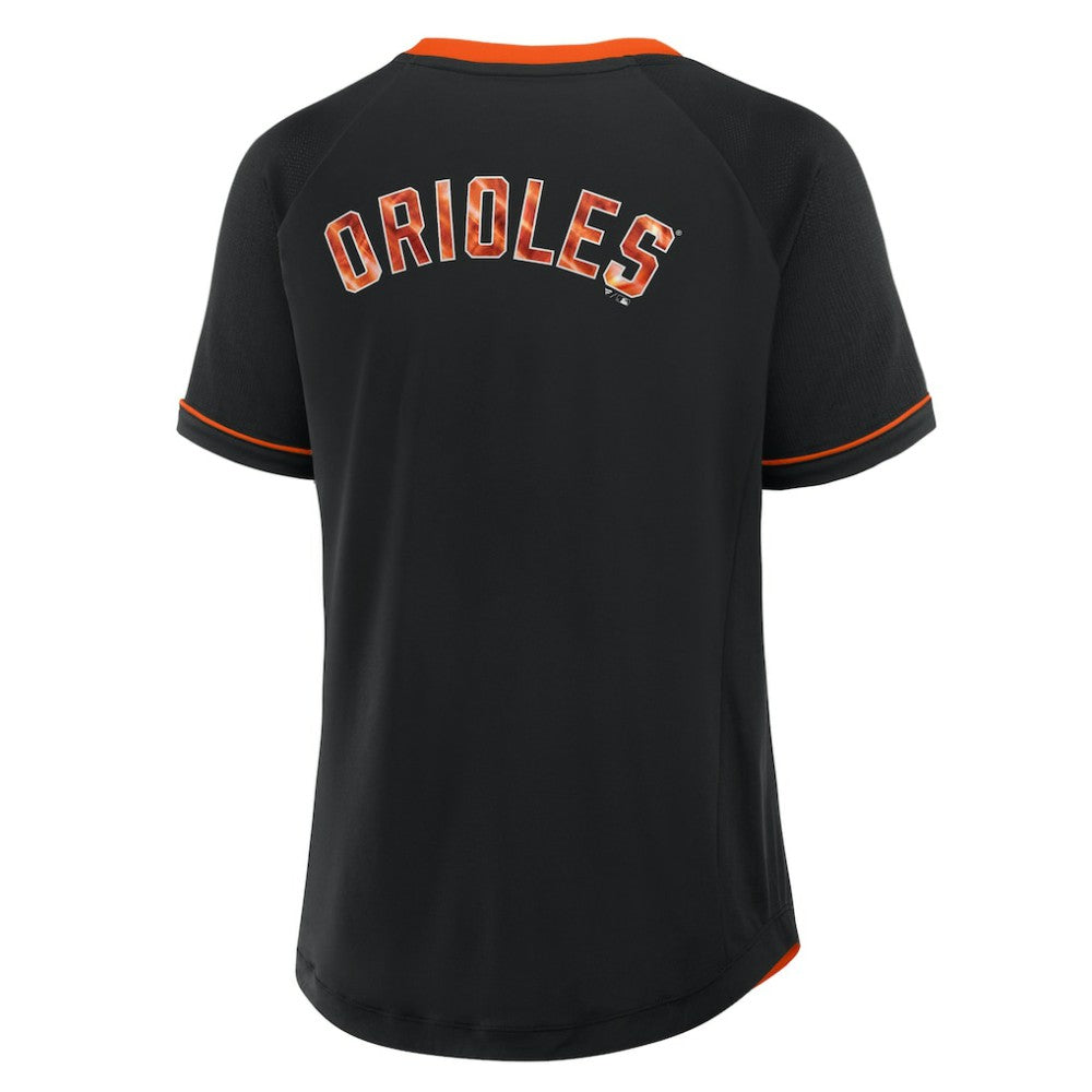 Baltimore Orioles Women's League Diva Star Raglan V-Neck T-Shirt - Black