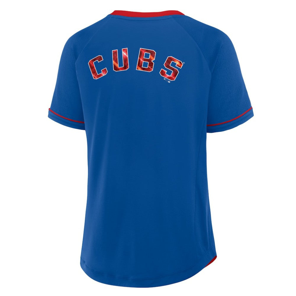 Chicago Cubs Women's League Diva Star Raglan V-Neck T-Shirt - Royal
