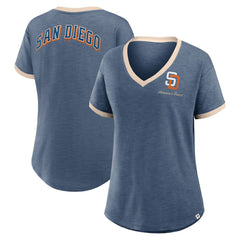 San Diego Padres Women's Binge Worthy Stadium Slub V-Neck T-Shirt - Navy
