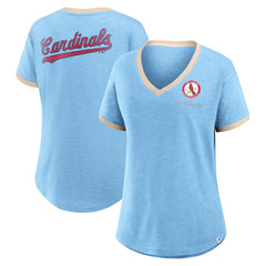 St. Louis Cardinals Women's Binge Worthy Stadium Slub V-Neck T-Shirt - Light Blue