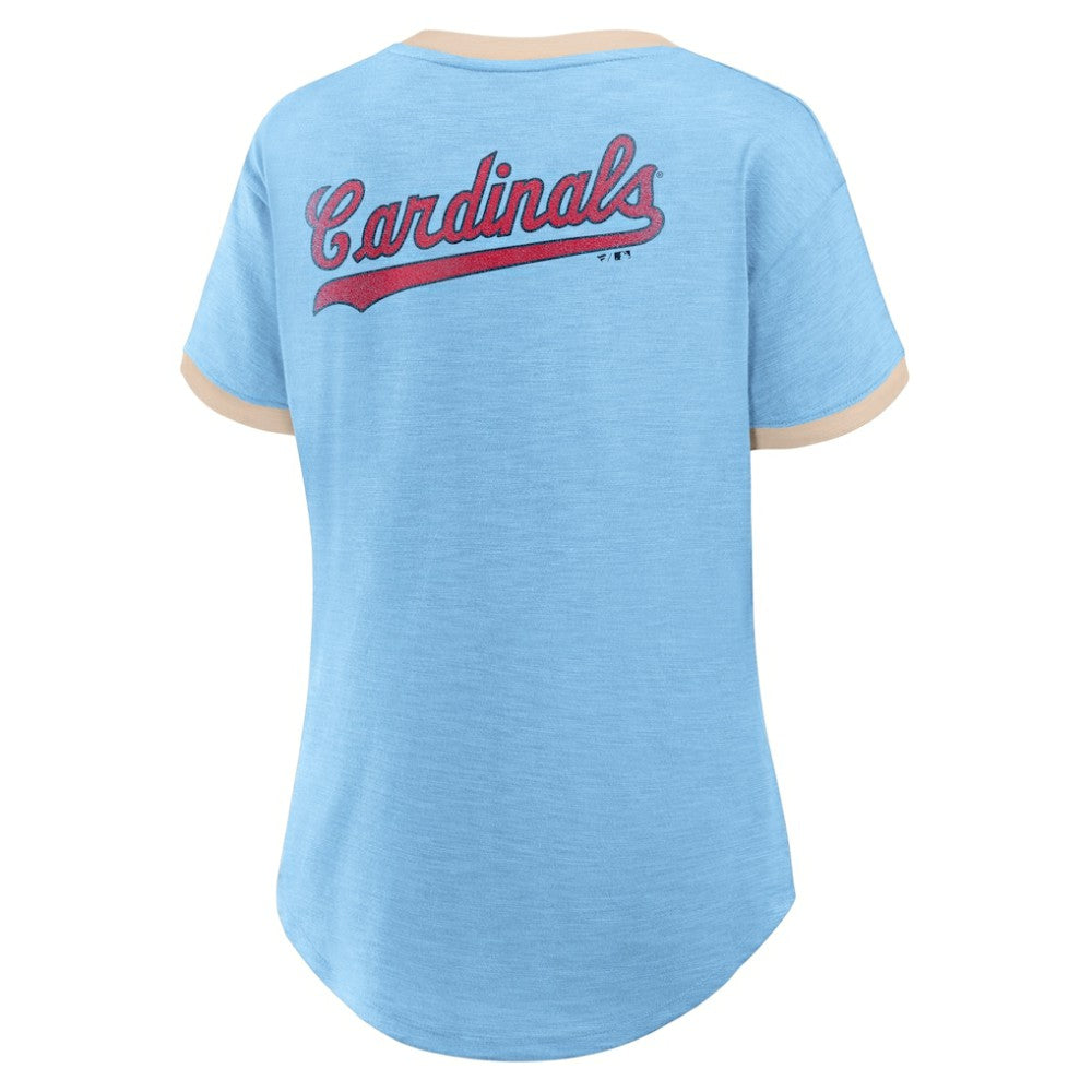 St. Louis Cardinals Women's Binge Worthy Stadium Slub V-Neck T-Shirt - Light Blue