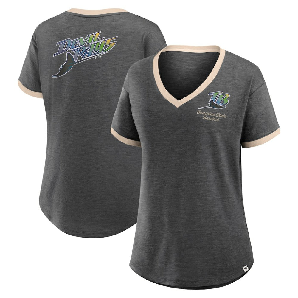 Tampa Bay Rays Women's Binge Worthy Stadium Slub V-Neck T-Shirt - Black