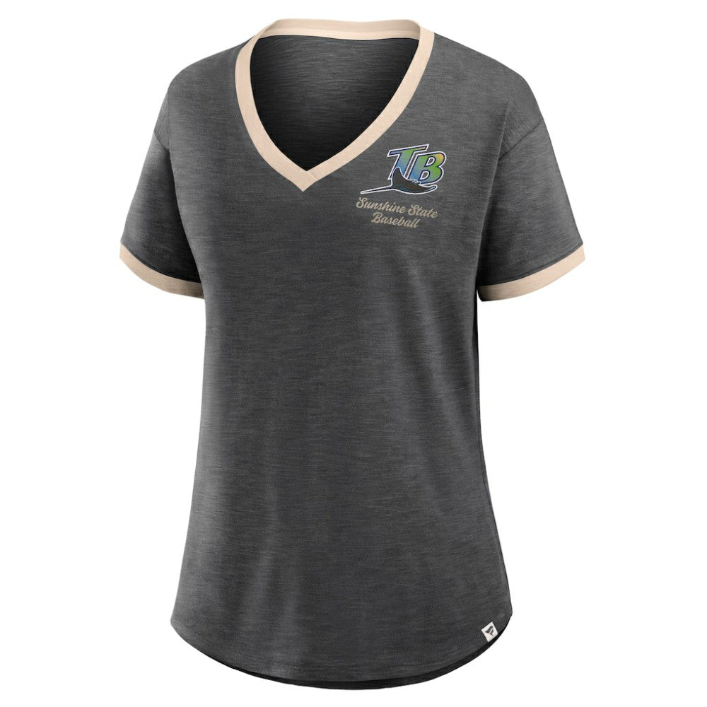 Tampa Bay Rays Women's Binge Worthy Stadium Slub V-Neck T-Shirt - Black