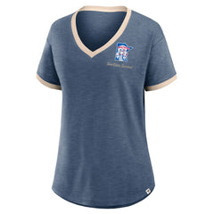 Minnesota Twins Women's Binge Worthy Stadium Slub V-Neck T-Shirt - Navy