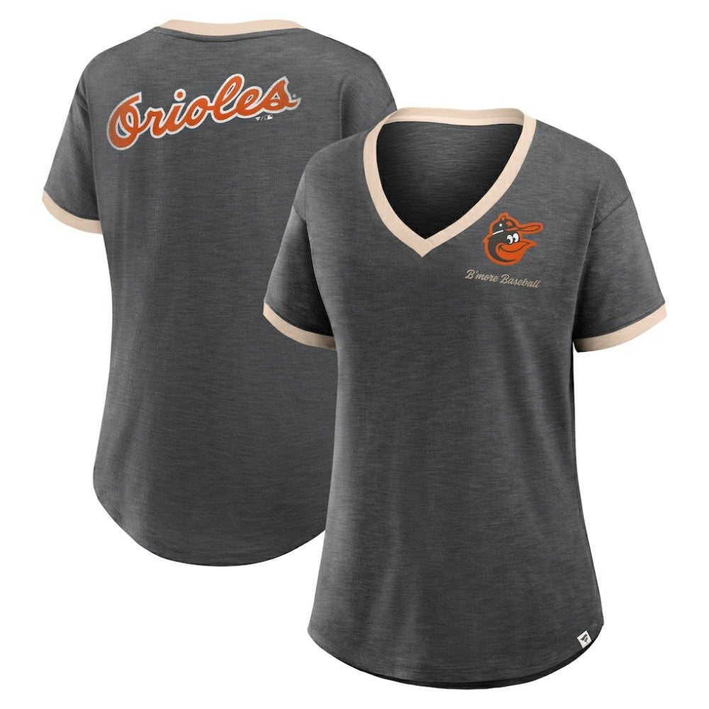 Baltimore Orioles Women's Binge Worthy Stadium Slub V-Neck T-Shirt - Black