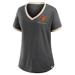 Baltimore Orioles Women's Binge Worthy Stadium Slub V-Neck T-Shirt - Black