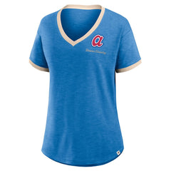 Atlanta Braves Women's Binge Worthy Stadium Slub V-Neck T-Shirt - Royal