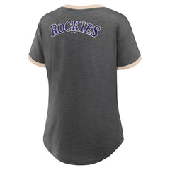 Colorado Rockies Women's Binge Worthy Stadium Slub V-Neck T-Shirt - Black