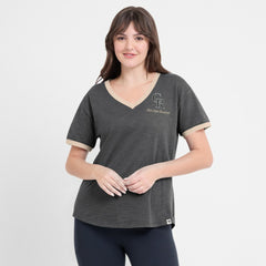Colorado Rockies Women's Binge Worthy Stadium Slub V-Neck T-Shirt - Black