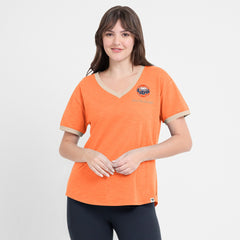 Houston Astros Women's Binge Worthy Stadium Slub V-Neck T-Shirt - Orange