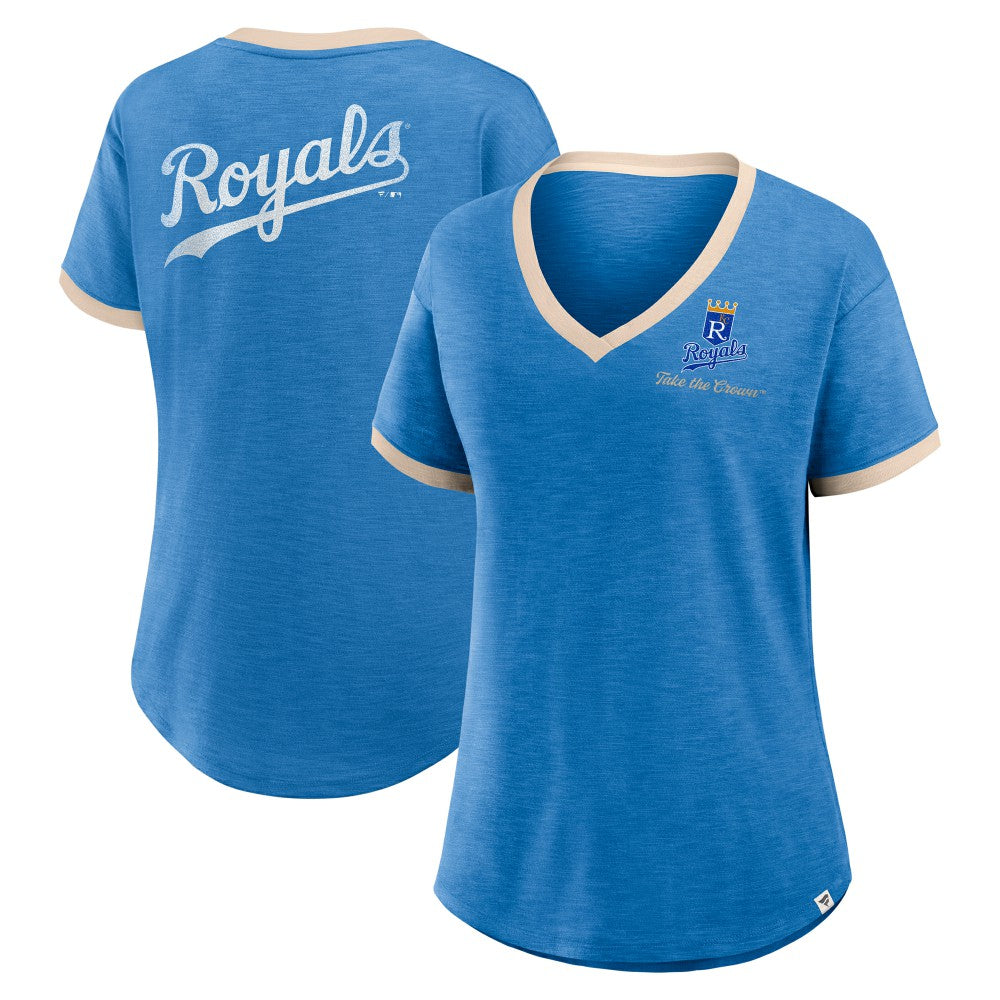 Kansas City Royals Women's Binge Worthy Stadium Slub V-Neck T-Shirt - Royal
