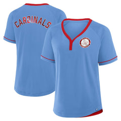 St. Louis Cardinals Women's Cooperstown Collection League Diva V-Neck T-Shirt - Light Blue