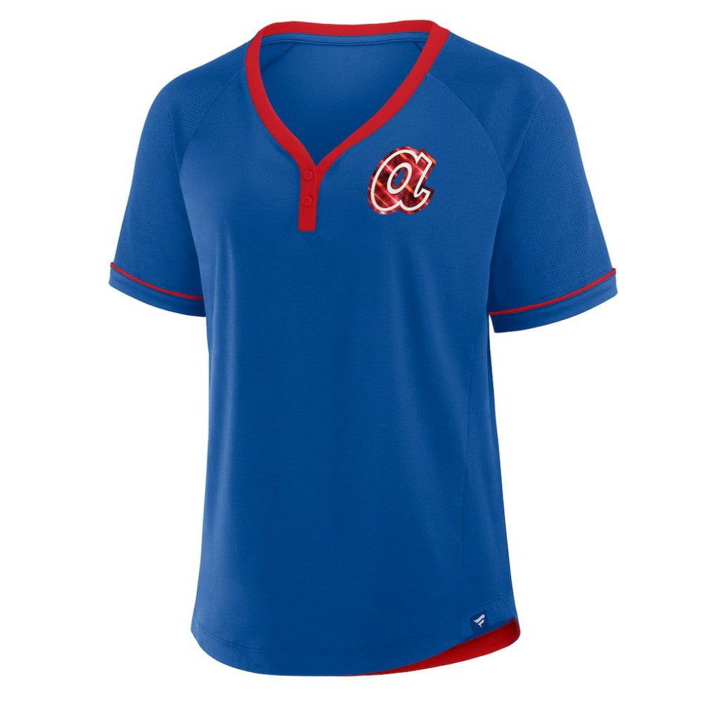 Atlanta Braves Women's Cooperstown Collection League Diva Raglan V-Neck T-Shirt - Royal