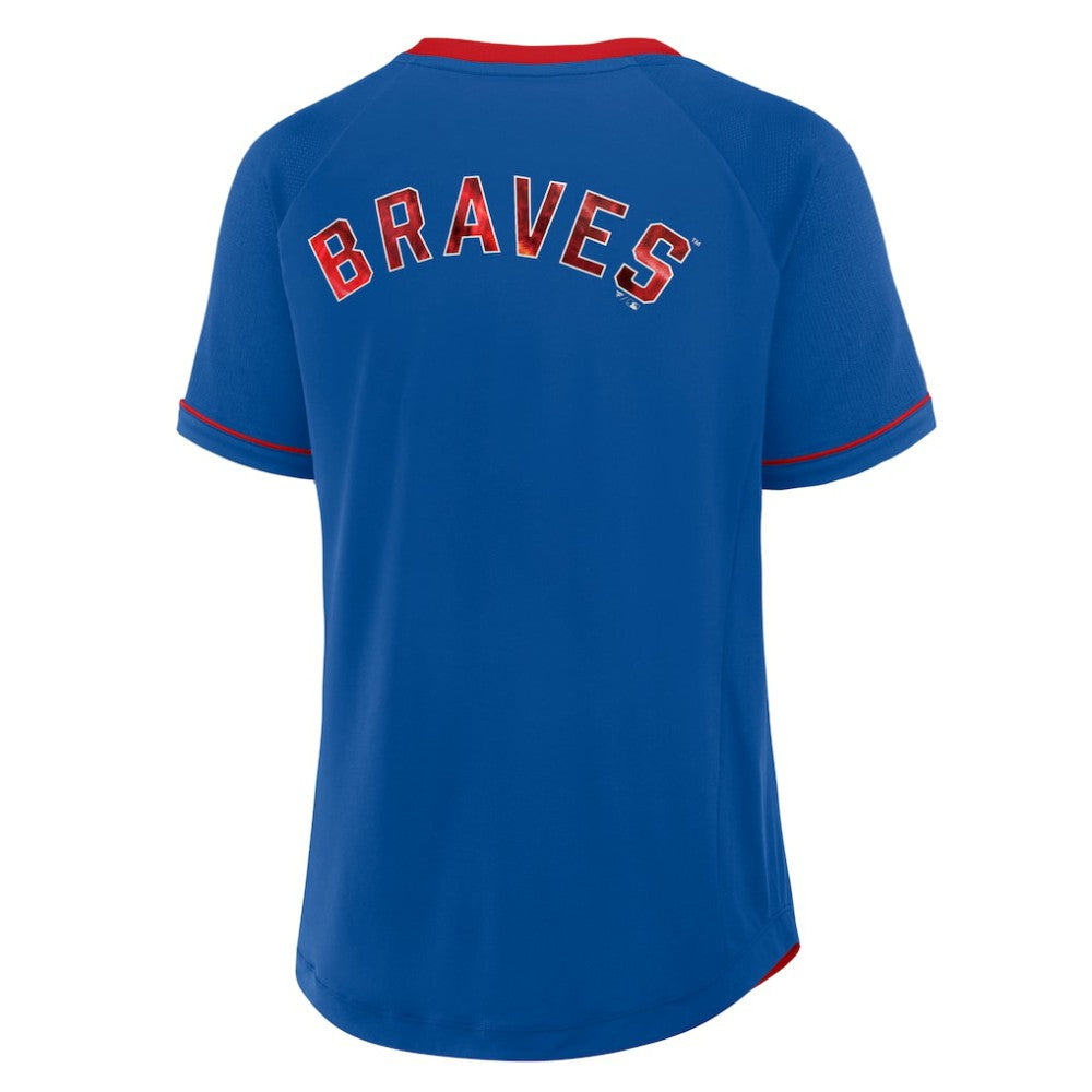 Atlanta Braves Women's Cooperstown Collection League Diva Raglan V-Neck T-Shirt - Royal