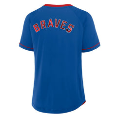 Atlanta Braves Women's Cooperstown Collection League Diva Raglan V-Neck T-Shirt - Royal