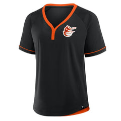 Baltimore Orioles Women's Cooperstown Collection League Diva Raglan V-Neck T-Shirt - Black
